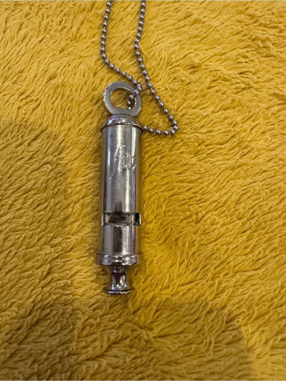 Silver Metal Whistle Necklace Pendant - Silver